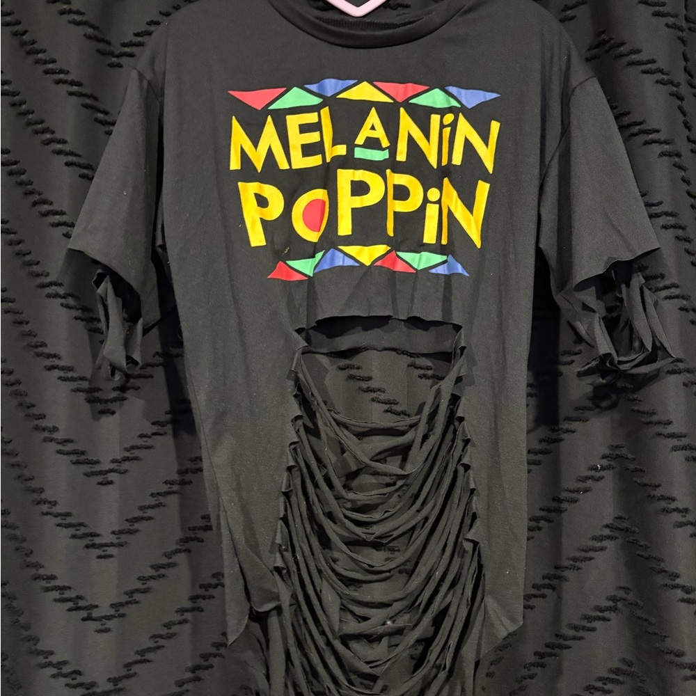 Black Graphic Cut-Out Women Top